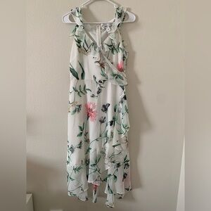 White House Black Market Floral Maxi Dress in White and Pink